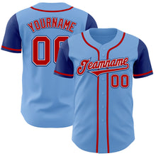 Load image into Gallery viewer, Custom Light Blue Red-Royal Authentic Two Tone Baseball Jersey