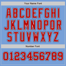 Load image into Gallery viewer, Custom Light Blue Red-Navy Authentic Two Tone Baseball Jersey