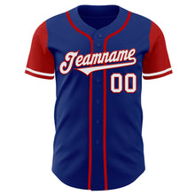 Laden Sie das Bild in den Galerie-Viewer, Custom Royal White-Red Authentic Two Tone Baseball Jersey