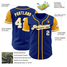 Load image into Gallery viewer, Custom Royal White-Gold Authentic Two Tone Baseball Jersey