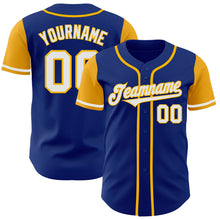 Load image into Gallery viewer, Custom Royal White-Gold Authentic Two Tone Baseball Jersey