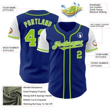 Загрузить изображение в средство просмотра галереи, Custom Royal Neon Green-White Authentic Two Tone Baseball Jersey