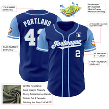 Load image into Gallery viewer, Custom Royal White-Light Blue Authentic Two Tone Baseball Jersey