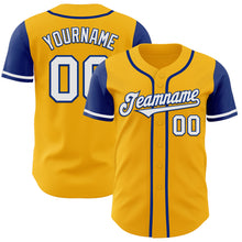 Загрузить изображение в средство просмотра галереи, Custom Gold White-Royal Authentic Two Tone Baseball Jersey