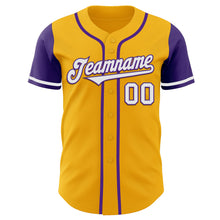 Загрузить изображение в средство просмотра галереи, Custom Gold White-Purple Authentic Two Tone Baseball Jersey