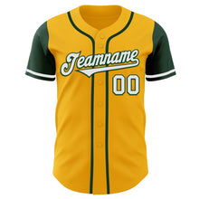 Load image into Gallery viewer, Custom Gold White-Green Authentic Two Tone Baseball Jersey