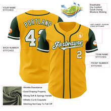Load image into Gallery viewer, Custom Gold White-Green Authentic Two Tone Baseball Jersey