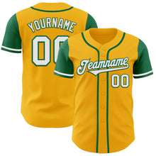 Загрузить изображение в средство просмотра галереи, Custom Gold White-Kelly Green Authentic Two Tone Baseball Jersey
