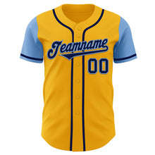 Загрузить изображение в средство просмотра галереи, Custom Gold Navy-Light Blue Authentic Two Tone Baseball Jersey