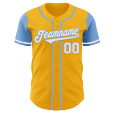 Загрузить изображение в средство просмотра галереи, Custom Gold White-Light Blue Authentic Two Tone Baseball Jersey
