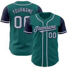 Charger l'image dans la galerie, Custom Teal Gray-Navy Authentic Two Tone Baseball Jersey