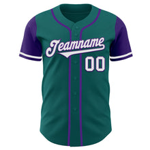 Загрузить изображение в средство просмотра галереи, Custom Teal White-Purple Authentic Two Tone Baseball Jersey
