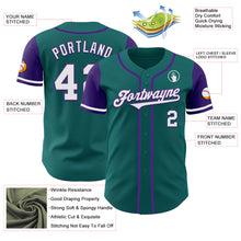Загрузить изображение в средство просмотра галереи, Custom Teal White-Purple Authentic Two Tone Baseball Jersey