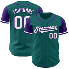 Загрузить изображение в средство просмотра галереи, Custom Teal White-Purple Authentic Two Tone Baseball Jersey