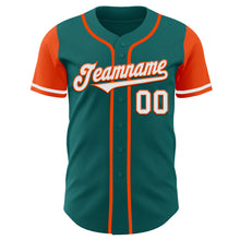 Загрузить изображение в средство просмотра галереи, Custom Teal White-Orange Authentic Two Tone Baseball Jersey