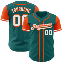 Загрузить изображение в средство просмотра галереи, Custom Teal White-Orange Authentic Two Tone Baseball Jersey