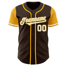 Загрузить изображение в средство просмотра галереи, Custom Brown White-Gold Authentic Two Tone Baseball Jersey