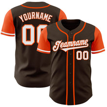 Laden Sie das Bild in den Galerie-Viewer, Custom Brown White-Orange Authentic Two Tone Baseball Jersey