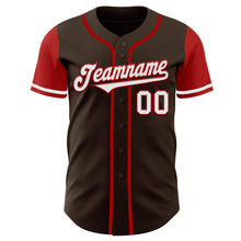 Загрузить изображение в средство просмотра галереи, Custom Brown White-Red Authentic Two Tone Baseball Jersey