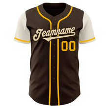 Load image into Gallery viewer, Custom Brown Gold-Cream Authentic Two Tone Baseball Jersey