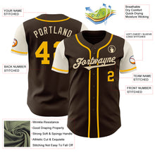 Load image into Gallery viewer, Custom Brown Gold-Cream Authentic Two Tone Baseball Jersey