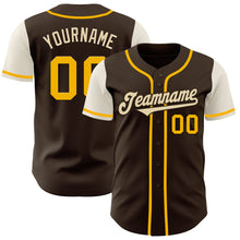 Load image into Gallery viewer, Custom Brown Gold-Cream Authentic Two Tone Baseball Jersey