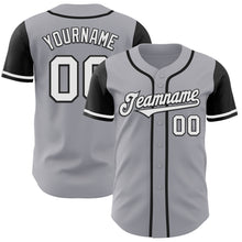 Load image into Gallery viewer, Custom Gray White-Black Authentic Two Tone Baseball Jersey