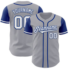 Load image into Gallery viewer, Custom Gray White-Royal Authentic Two Tone Baseball Jersey