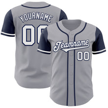 Load image into Gallery viewer, Custom Gray White-Navy Authentic Two Tone Baseball Jersey