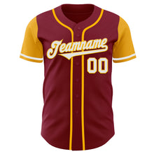 Laden Sie das Bild in den Galerie-Viewer, Custom Crimson White-Gold Authentic Two Tone Baseball Jersey