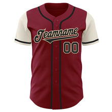 Load image into Gallery viewer, Custom Crimson Black-Cream Authentic Two Tone Baseball Jersey