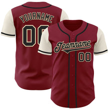 Load image into Gallery viewer, Custom Crimson Black-Cream Authentic Two Tone Baseball Jersey