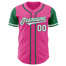 Load image into Gallery viewer, Custom Pink White-Kelly Green Authentic Two Tone Baseball Jersey