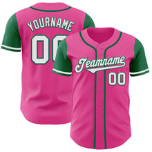 Load image into Gallery viewer, Custom Pink White-Kelly Green Authentic Two Tone Baseball Jersey