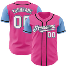 Load image into Gallery viewer, Custom Pink White-Light Blue Authentic Two Tone Baseball Jersey