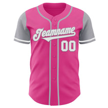 Load image into Gallery viewer, Custom Pink White-Gray Authentic Two Tone Baseball Jersey
