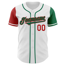 Загрузить изображение в средство просмотра галереи, Custom White Kelly Green-Red Authentic Two Tone Baseball Jersey