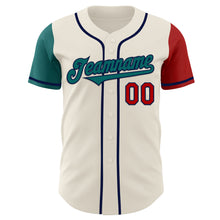 Загрузить изображение в средство просмотра галереи, Custom Cream Red Teal-Navy Authentic Two Tone Baseball Jersey