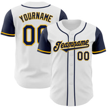 Загрузить изображение в средство просмотра галереи, Custom White Navy-Gold Authentic Two Tone Baseball Jersey