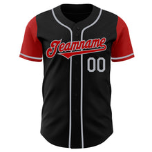 Laden Sie das Bild in den Galerie-Viewer, Custom Black Red-Gray Authentic Two Tone Baseball Jersey