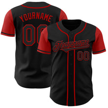 Laden Sie das Bild in den Galerie-Viewer, Custom Black Red Authentic Two Tone Baseball Jersey