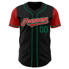 Laden Sie das Bild in den Galerie-Viewer, Custom Black Red-Kelly Green Authentic Two Tone Baseball Jersey
