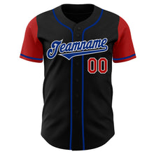 Laden Sie das Bild in den Galerie-Viewer, Custom Black Royal-Red Authentic Two Tone Baseball Jersey