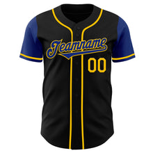 Laden Sie das Bild in den Galerie-Viewer, Custom Black Royal-Yellow Authentic Two Tone Baseball Jersey
