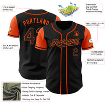 Load image into Gallery viewer, Custom Black Orange Authentic Two Tone Baseball Jersey