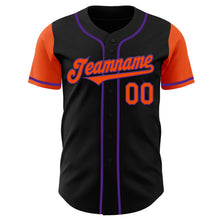 Load image into Gallery viewer, Custom Black Orange-Purple Authentic Two Tone Baseball Jersey