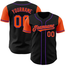 Load image into Gallery viewer, Custom Black Orange-Purple Authentic Two Tone Baseball Jersey