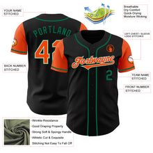 Load image into Gallery viewer, Custom Black Orange-Kelly Green Authentic Two Tone Baseball Jersey