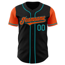 Load image into Gallery viewer, Custom Black Orange-Teal Authentic Two Tone Baseball Jersey