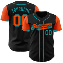 Load image into Gallery viewer, Custom Black Orange-Teal Authentic Two Tone Baseball Jersey